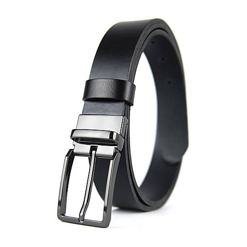 Opasky - Unisex kožený opasok MODERN PEARL, 3.3cm šírka, farba podľa výberu (Čierna) - 16389899_