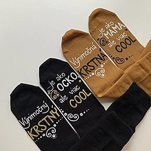 Ponožky, pančuchy, obuv - Maľované ponožky pre KRSTNÚ/KRSTNÉHO, ktorí sú výnimoční a COOL (čierne + horčicové (sada)) - 16390882_