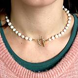 Náhrdelníky - Luxury Pearls Necklace Stainless Steel / Náhrdelník perly, oceľ, E023 - 16394509_