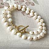 Náhrdelníky - Luxury Pearls Necklace Stainless Steel / Náhrdelník perly, oceľ, E023 - 16394510_