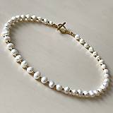 Náhrdelníky - Luxury Pearls Necklace Stainless Steel / Náhrdelník perly, oceľ, E023 - 16394513_