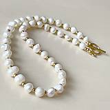 Náhrdelníky - Luxury Pearls Necklace Stainless Steel / Náhrdelník perly, oceľ, E023 - 16394519_