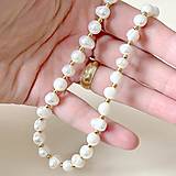 Náhrdelníky - Luxury Pearls Necklace Stainless Steel / Náhrdelník perly, oceľ, E023 - 16394520_