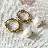 Náušnice - Natural Freshwater Pearl Steel Earrings / Náušnice sladkovodné perly, oceľ, E023 (pár č.1) - 16394563_