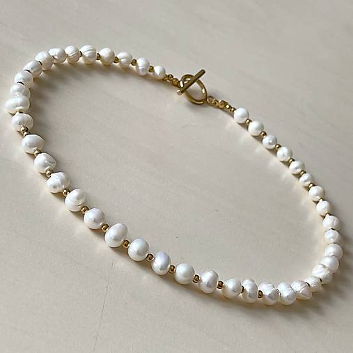 Luxury Pearls Necklace Stainless Steel / Náhrdelník perly, oceľ, E023