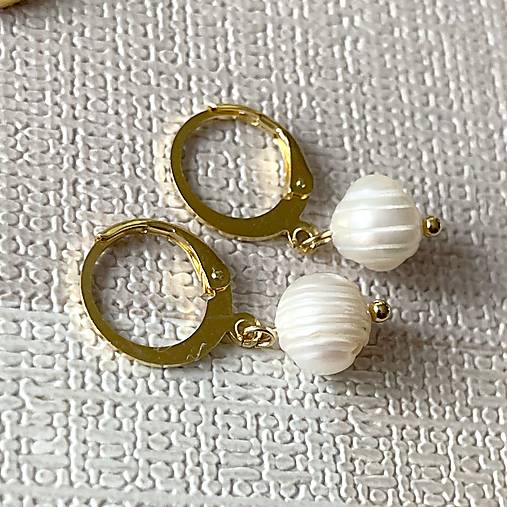 Natural Freshwater Pearl Steel Earrings / Náušnice sladkovodné perly, oceľ, E023 (pár č.3)