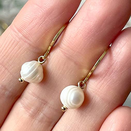 Natural Freshwater Pearl Steel Earrings / Náušnice sladkovodné perly, oceľ, E023 (pár č.3)