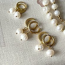 Náušnice - Natural Freshwater Pearl Steel Earrings / Náušnice sladkovodné perly, oceľ, E023 - 16394555_