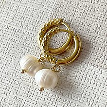 Náušnice - Natural Freshwater Pearl Steel Earrings / Náušnice sladkovodné perly, oceľ, E023 (pár č.1) - 16394567_