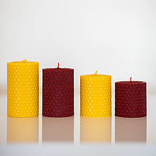 Sviečky - Sviečka zo 100% včelieho vosku - Točené hrubé - Bordové (variant A-iba sviečky bez zdobenia) - 16395044_