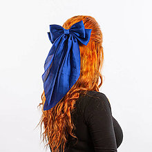 Ozdoby do vlasov - Veľká mašľa do vlasov "Blue Monday" - 16394400_