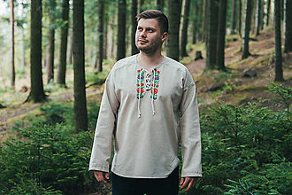 Pánske oblečenie - Pánska košeľa Kristián z režného plátna - 16394300_
