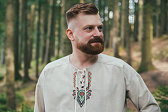 Pánske oblečenie - Pánska košeľa Matúš z režného plátna - 16394532_