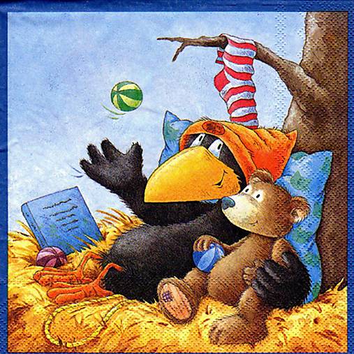 Papier - Servítka Nezbedný havran 4ks (S120) - 16393448_