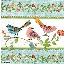 Papier - Servítka Pastelové vtáčiky 4ks (S126) - 16393324_