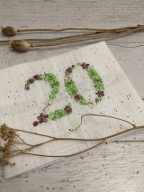 Úžitkový textil - ,,20" Ľanová utierka BIELA s výšivkou číslovka ,, Jubileum, výročie, vek....." - 16394822_