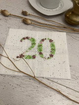 Úžitkový textil - ,,20" Ľanová utierka BIELA s výšivkou číslovka ,, Jubileum, výročie, vek....." - 16394826_