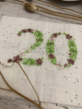 Úžitkový textil - ,,20" Ľanová utierka BIELA s výšivkou číslovka ,, Jubileum, výročie, vek....." - 16394829_