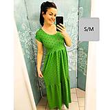 Šaty - Dámské maxi šaty puntík na zelené-S/M - 16393879_