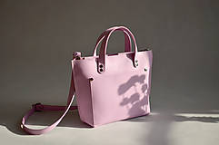 Kabelky - Kožená taška Tote bag City Mini (lila) - 16398118_