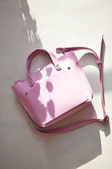 Kabelky - Kožená taška Tote bag City Mini (lila) - 16398122_