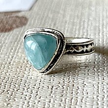 Prstene - Aquamarine Vintage Ring / Prsteň s akvamarínom E022 - 16399119_