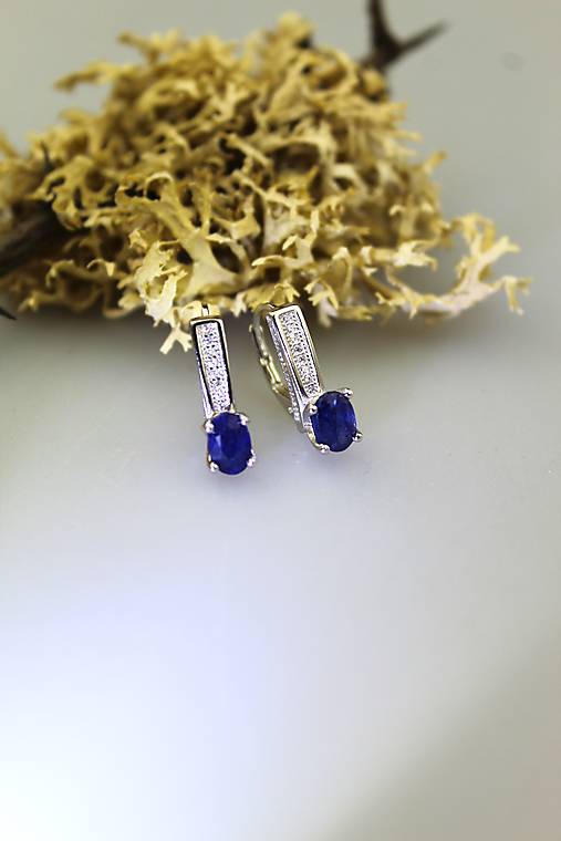 Náušnice - zafír náušnice v striebre - 16397148_