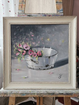 Obrazy - Obraz "Kvety v plechovej nádobe", 40x40 cm. Olejomaľba. - 16396566_