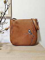 Kabelky - EMA kožená kabelka s maľbou vtáčika - 16398409_