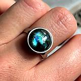 Prstene - Elegant Labradorite Stainless Steel Ring / Elegantný prsteň s labradoritom z chirurgickej ocele E023 - 16400779_