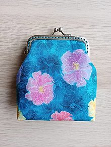 Peňaženky - Mincovka kvety  (Tyrkysová) - 16402325_