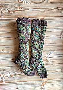 Ponožky, pančuchy, obuv - Podkolienky Pierka- slovenská farmárska vlna,ručne farbená - 16401413_