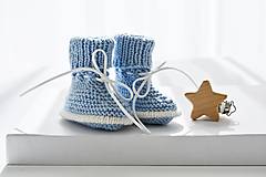 Detské topánky - Papučky so šnúrkami  (dĺžka: 9 cm - Modrá) - 16400420_