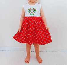Detské oblečenie - Detské šaty s folklórnou výšivkou IKA a kruhovou červenou folklórnou sukničkou - 16401670_