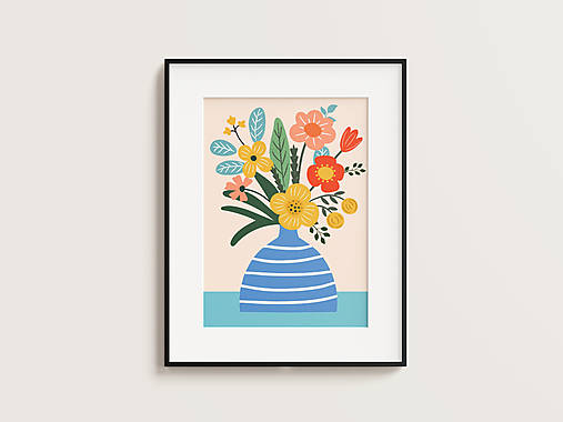 Print Art| Pruhovaná váza s kvetinami