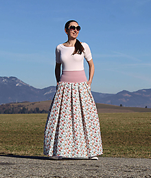 Sukne - Dlhá mušelínová sukňa s kvetinami - 16399653_