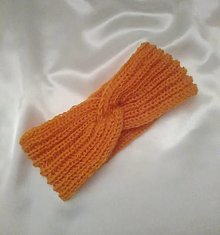 Čiapky, čelenky, klobúky - Turban čelenka ručne pletená oranžová - 16401853_
