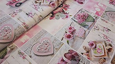 Textil - Látka ,,romantické ruže" (Ružová) - 16405525_