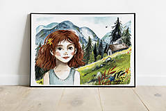 Kresby - Dievča v horách III- print - 16403440_