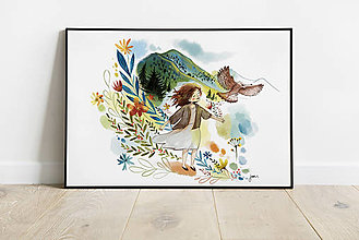 Kresby - Dievča v horách IV- print - 16403457_