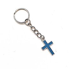 Kľúčenky - Kľúčenka - krížik (modrá) - 16406115_