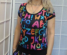 Topy, tričká, tielka - Tričko - barevná abeceda, velikost L - VELKÝ VÝPRODEJ - 16402746_