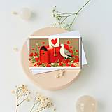 Papier - Pohľadnica s posolstvom "holúbok s láskou" - 16406245_