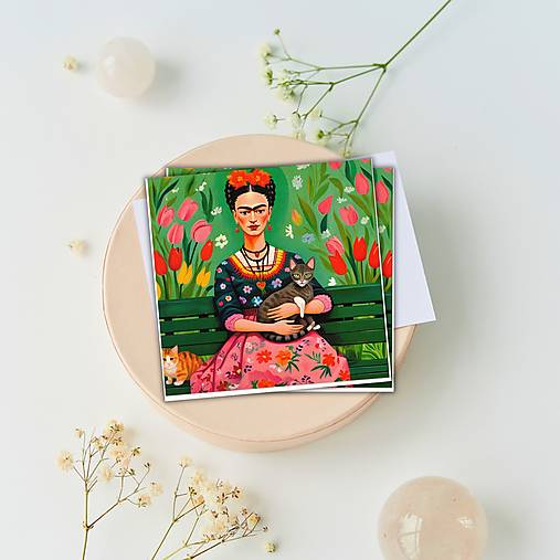 Papier - Pohľadnica s posolstvom "Frida s mickou" - 16406147_