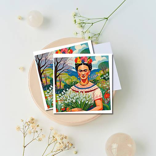Papier - Pohľadnica s posolstvom "zakvitnutá Frida" - 16406180_