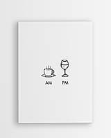 Grafika - Ráno káva, večer víno - moderný plagát - 16404535_