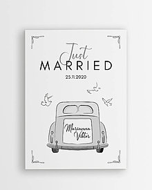 Grafika - Just Married - svadobný personalizovaný plagát - 16404220_