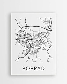 Obrazy - Mapa mesta POPRAD - moderný minimalistický plagát - 16404533_