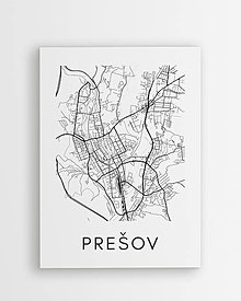Obrazy - Mapa mesta PREŠOV - moderný minimalistický plagát - 16404788_