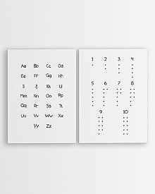 Grafika - Náučné plagáty čísla a abeceda - dvojica plagátov v bielej farbe - 16404944_